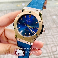 Đồng Hồ Nam Hublot Classic Fusion Automatic Dây Da Vân Silicone Xanh Rose Gold 42mm