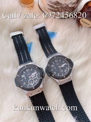 Đồng Hồ Nam Hublot HLS046 - Quartz - Dây Cao Su Đen Vỏ Bạc  Đen -  41mm