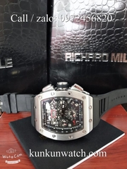 Đồng Hồ Nam Richard Miller -  Dây Cao Su Đen Vỏ Bạc Nền Đen - Automatic - 42mm