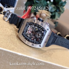 Đồng Hồ Nam Richard Miller -  Dây Cao Su Đen Vỏ Bạc Nền Đen - Automatic - 42mm