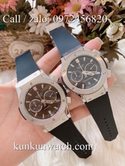 Đồng Hồ Nam Hublot HLS012 - Quartz - Dây Cao Su Đen Vỏ Đen Bạc -  42mm