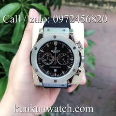 Đồng Hồ Nam Hublot HLS011 - Quartz - Dây Cao Su Đen Vỏ Bạc -  42mm