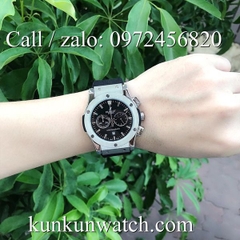 Đồng Hồ Nam Hublot HLS011 - Quartz - Dây Cao Su Đen Vỏ Bạc -  42mm