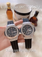 Đồng Hồ Nam Hublot HLS044 - Quartz - Dây Cao Su Đen Vỏ Bạc -  41mm