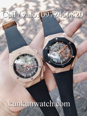 Đồng Hồ Nam HUBLOT HLS022 - Quartz - Dây Cao Su Đen Vỏ Đen Vàng Hồng -  42mm