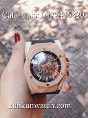 Đồng Hồ Nam HUBLOT HLS023 - Quartz - Dây Cao Su Đen Vỏ Vàng Hồng  -  42mm