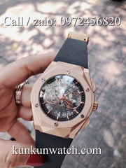 Đồng Hồ Nam HUBLOT HLS023 - Quartz - Dây Cao Su Đen Vỏ Vàng Hồng  -  42mm