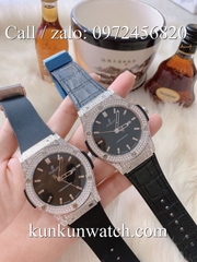 Đồng Hồ Nam Hublot HLS061 - Quartz - Dây Cao Su Đen Vỏ Bạc -  42mm