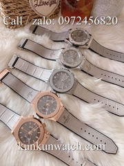 Đồng Hồ Nam Hublot HLD022 - Quartz - Dây Da Xám Vỏ Vàng Hồng-  42mm