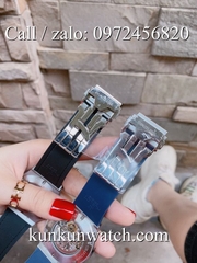 Đồng Hồ Nam Hublot HLCS024 - Automatic - Dây Cao Su Xanh Vỏ Bạc -  42mm