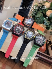 Đồng Hồ Nam Richard Miller -  Dây Cao Su Đỏ Vỏ Đen - Automatic - 42mm