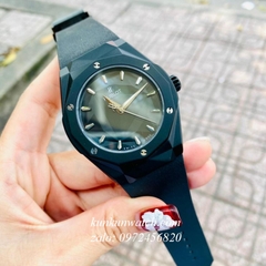 Đồng Hồ Nam Hublot Geneve Automatic Nền Mặt Số Phá Cách Dây Đen Vỏ Đen 44mm
