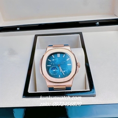 Đồng Hồ Nam Patek Philippe Nautilus Automatic 5 Kim 2 Lịch Dây Cao Su Xanh Rose Gold 40mm