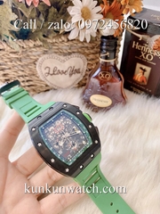 Đồng Hồ Nam Richard Miller -  Dây Cao Su Xanh Lá Vỏ Đen - Automatic - 42mm