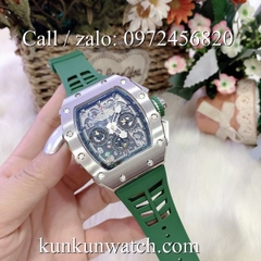 Đồng Hồ Nam Richard Miller -  Dây Cao Su Xanh Lá - Quartz - 42mm