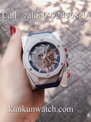 Đồng Hồ Nam HUBLOT HLS024 - Quartz - Dây Cao Su Xanh Vỏ Bạc -  42mm