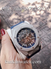 Đồng Hồ Nam HUBLOT HLS024 - Quartz - Dây Cao Su Xanh Vỏ Bạc -  42mm