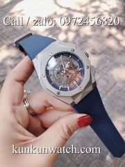 Đồng Hồ Nam HUBLOT HLS024 - Quartz - Dây Cao Su Xanh Vỏ Bạc -  42mm