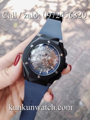Đồng Hồ Nam HUBLOT HLS025 - Quartz - Dây Cao Su Xanh Vỏ Đen -  42mm