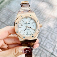 Đồng Hồ Nam Audemars Piguet Royal Oak 03 Kim Automatic Dây Da Nâu Vỏ Vàng 41mm 1