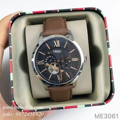 Đồng Hồ Nam Fossil ME3061 Automatic Lộ Cơ Mốc 7 Giờ Dây Da 44mm