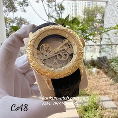 Đồng Hồ Nam Invicta Automatic Lộ Cơ 2 Kim Gold Dây Da Đen 48mm 1