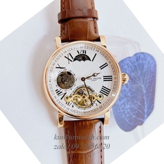 Đồng Hồ Nam Patek Philippe Geneve Automatic Lộ Cơ Mặt Số Phụ 12 Giờ Nâu Rose Gold 42mm