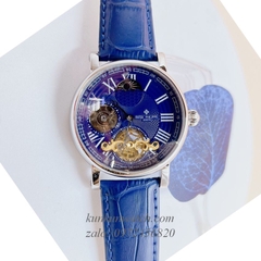 Đồng Hồ Nam Patek Philippe Geneve Automatic Lộ Cơ Mặt Số Phụ 12 Giờ Xanh Silver 42mm 1