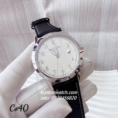 Đồng Hồ Nam Patek Philippe Geneve Automatic Nền Mặt Trắng Vân Cát Dây Da Đen Silver 40mm 1