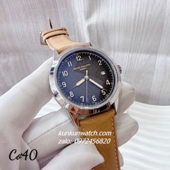 Đồng Hồ Nam Patek Philippe Geneve Automatic Nền Mặt Đen Vân Cát Dây Da Nâu Silver 40mm 1