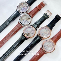 Đồng Hồ Nam Corum Automatic Lộ Cơ Trong Suốt Dây Da Đen Vỏ Bạc 44mm