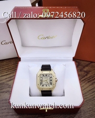 Đồng Hồ Nam Cartier Santos De 4072 - Quartz - Dây Da Vỏ Vàng -  40mm