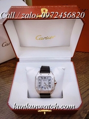 Đồng Hồ Nam Cartier Santos De 4072 - Quartz - Dây Da Vỏ Bạc -  40mm