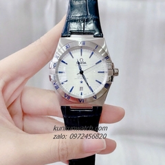 Đồng Hồ Nam Omega Constellation Automatic Niềng Số La Mã Dây Trơn Xanh Silver 40mm 1