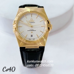 Đồng Hồ Nam Omega Constellation Automatic Niềng Số La Mã Dây Đen Gold 40mm 1