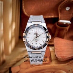 Đồng Hồ Nam Omega Constellation Automatic Niềng Số La Mã Dây Xám Silver Viền Đen 40mm 1