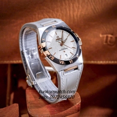 Đồng Hồ Nam Omega Constellation Automatic Niềng Số La Mã Dây Xám Silver Viền Đen 40mm