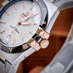Đồng Hồ Nam Omega Constellation Automatic Niềng Số La Mã Dây Xám Silver Viền Đen 40mm