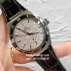 Đồng Hồ Nam Omega Constellation Automatic Niềng Số La Mã Dây Đen Silver Viền Đen, Nền Mặt Vân 40mm