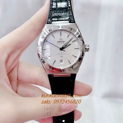 Đồng Hồ Nam Omega Constellation Automatic Niềng Số La Mã Dây Đen Silver, Nền Mặt Vân 40mm 1