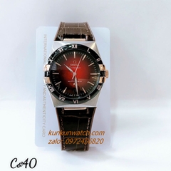Đồng Hồ Nam Omega Constellation Automatic Niềng Số La Mã Dây Nâu Mặt Đen Đỏ Silver 40mm 1