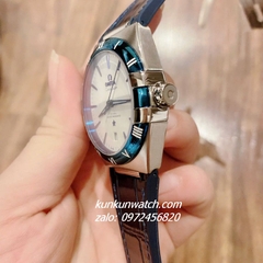 Đồng Hồ Nam Omega Constellation Automatic Niềng Số La Mã Dây Xanh Mặt Trắng Silver 40mm