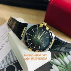 Đồng Hồ Nam Omega Constellation Automatic Niềng Số La Mã Dây Xanh Mộc Silver 40mm