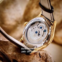 Đồng Hồ Nam Patek Philippe Geneve Automatic Lộ Cơ 2 Kim Dây Da Đen Gold Mặt Trắng 43mm