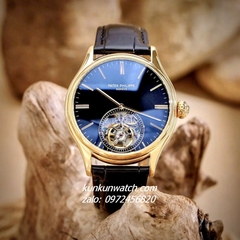 Đồng Hồ Nam Patek Philippe Geneve Automatic Lộ Cơ 2 Kim Dây Da Đen Gold 43mm 1