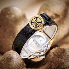 Đồng Hồ Nam Patek Philippe Geneve Automatic Lộ Cơ 2 Kim Dây Da Đen Gold 43mm