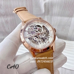 Đồng Hồ Nam Patek Philippe Automatic Lộ Cơ Mặt Trắng Dây Da Nâu Rose Gold 40mm 1