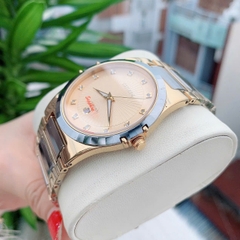 Đồng Hồ Nam Citizen Quartz Đính Đá 12 Mốc Giờ Lịch Ngày Dây Đá Sapphire Gold Mặt Vàng 40mm
