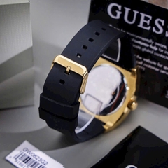 Đồng Hồ Nam Guess GW0623G2 Vỏ Gold Đính Đá Dây Silicone Đen 43mm