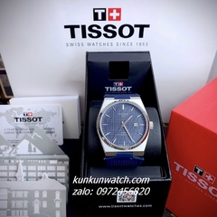 Đồng Hồ Nam Tissot 1853 PRX Powermatic 80 Silver Dây Silicone Xanh Dương 40mm